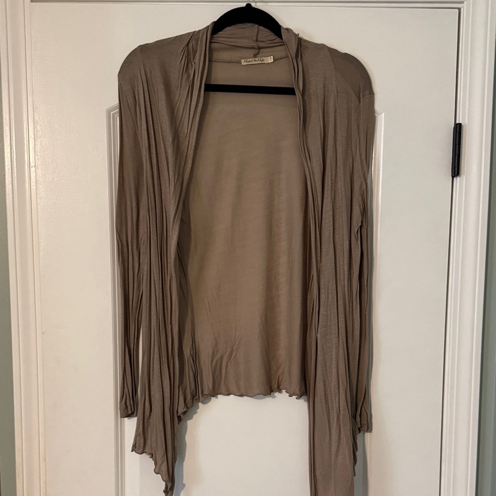 Heart Hips Open-Front Tan Cardigan